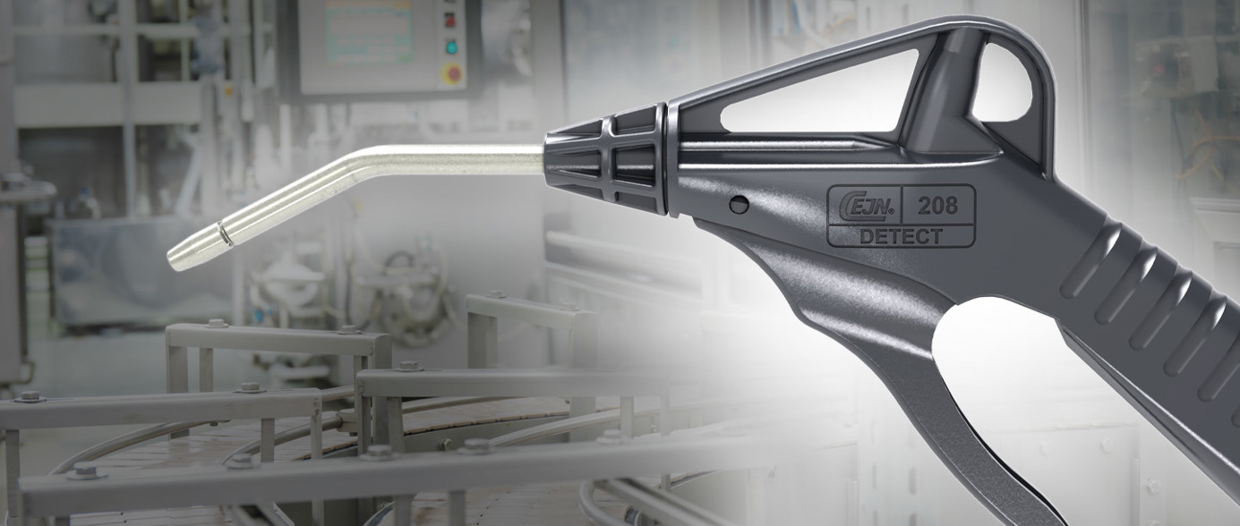 Em breve mais um lançamento revolucionário: Pistola de ar 208 Detect, para otimizar ainda mais a segurança alimentar durante o processo de fabricação.