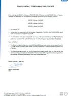 Tricoflex - Food contact compliance certificate