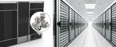 Data server producer use modular no-spill coupling for cooling