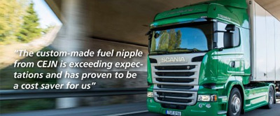 CEJN ayuda a Scania con los enchufes rápidos para fluidos Non-drip